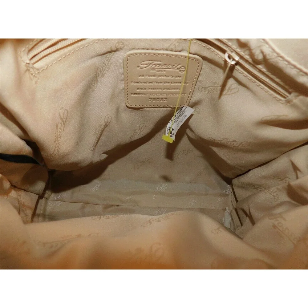 New‎ Fossil Beige Leather Cargo Large Hobo Bag